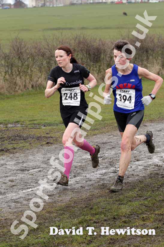 No 394 Caroline Wood (Arena 80) 45-49 and Joanne Lee (Tynedale) 34-39, all ladies and male 65 plus BMAF Cross Country, Herrington, Sunderland.